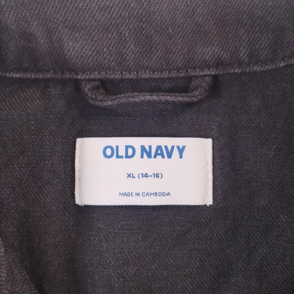 Old Navy Denim Jacket Fits Adult S/XS Black Trucker Cowboy Grunge Workwear - Picture 4 of 14